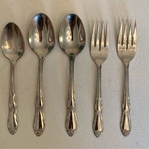 5 Wm A Rogers Stainless Oneida Ltd FENWAY DAYDREAM Spoons Forks Vintage Set Lot